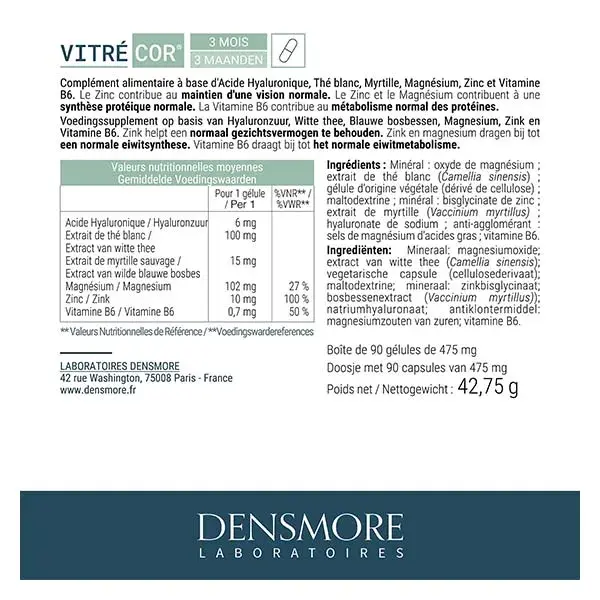 Densmore Vitrécor - Maintien de la vision - Cure de 3 mois