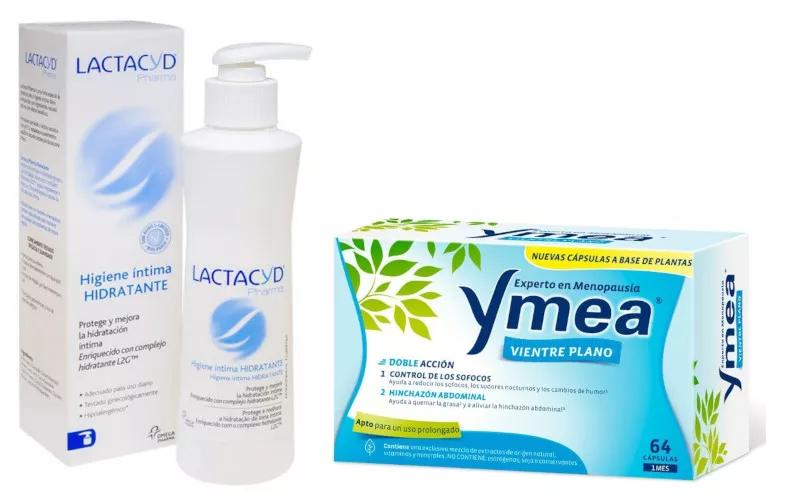 Lactacyd Higiene Íntima Hidratante 250 ml + Ymea Menopausia Vientre Plano 64 Cápsulas