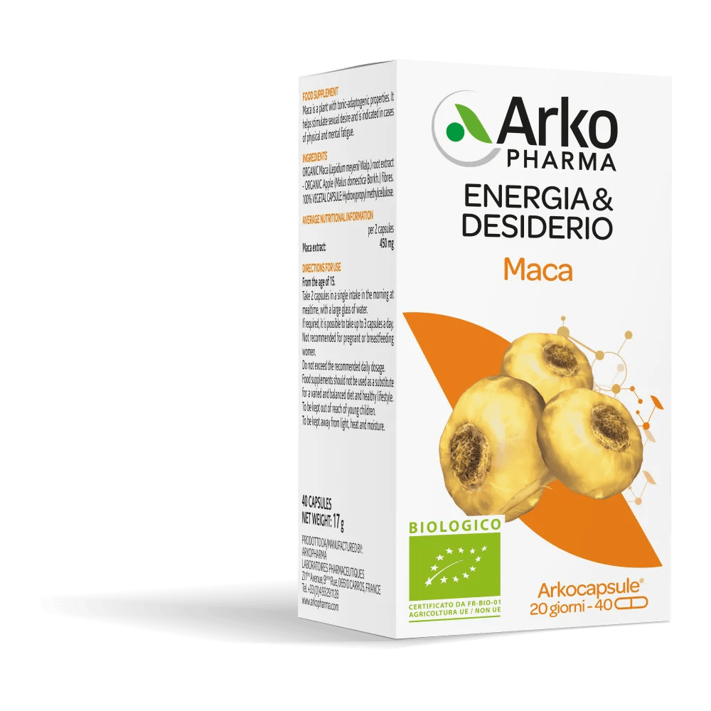 Arkocapsule Maca Bio Integratore Tonico Adattogeno 40 Capsule