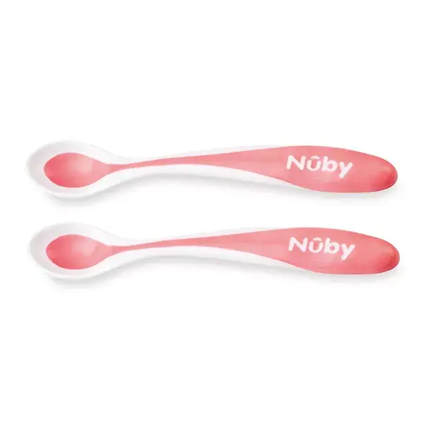 Nuby Cuillères Thermosensibles Turquoise 4 mois Lot de 2