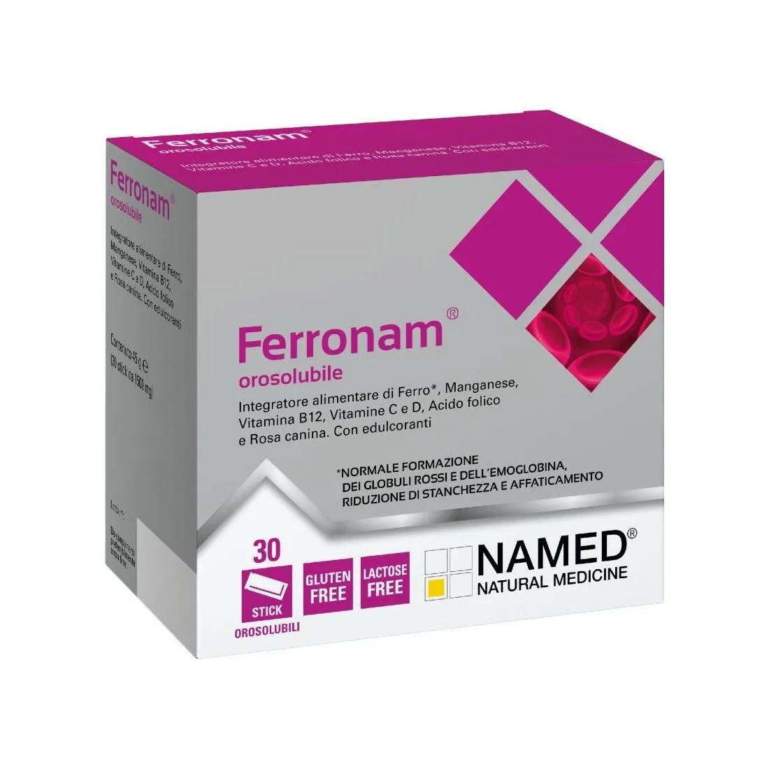 Ferronam Integratore di Ferro per Stancezza ed Affaticamento 30 Stick