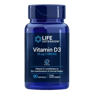 Life Extension Vitamin D3 25 mcg 1000 IU 90 Softgels