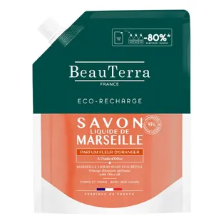 BeauTerra Sapone di Marsiglia liquido al profumo di fiori d'arancio Eco-ricarica 900ml