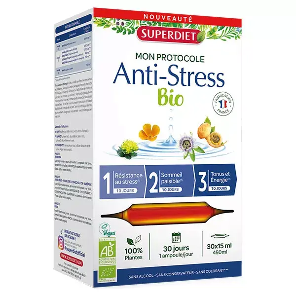Superdiet Mon Protocole Anti-Stress Bio 30 ampoules