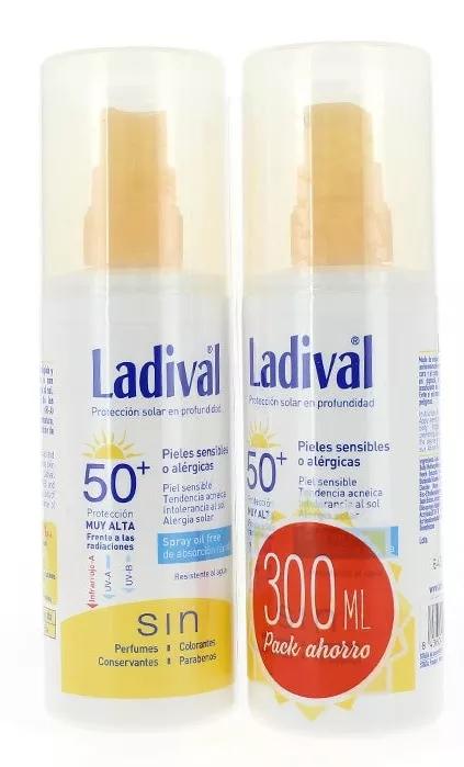 Ladival Pieles Sensibles o Alergicas Spray SPF50+ Oil Free 2x150 ml