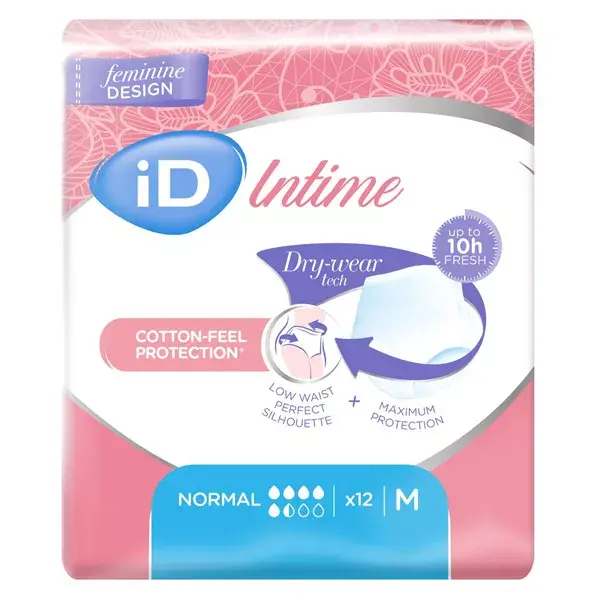 L&R iD Intimate Absorbent Underwear Normal 5.5 Drops Size M 80-120cm 12 units