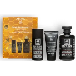 Apivita Men's Care Gel-Shampoo 250 ml + Anti-Wrinkle Cream 50 ml + Black Detox Cleanser 50 ml