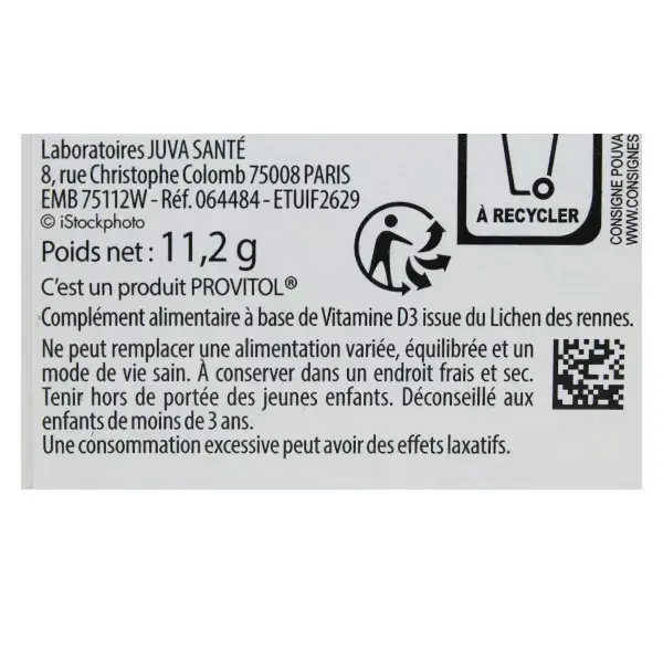Juvamine Bone Capital Vitamin D3 from Reindeer Lichen 30 Capsules