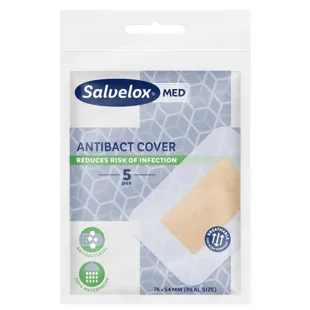 Salvelox Antibact Cover Med 76 x 54 mm 5 dressings