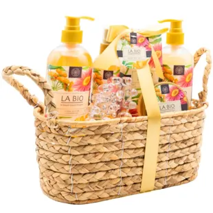 Becasan Nature Wicker Basket Lilies and Freesia