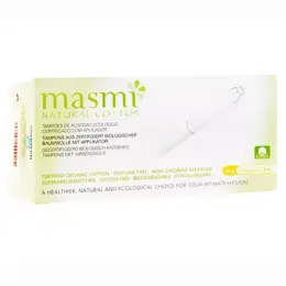 Masmi Tampons Réguliers Coton Bio avec Applicateur 16 unités