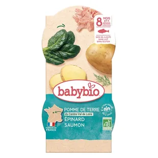 Babybio Menu du Jour Ciotola Patate Spinaci Salmone all'Aneto dagli 8 mesi 2 x 200g