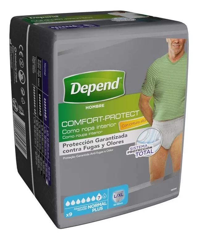 Depend Couche Adulte Extra-Discrète Normal L/XL Homme 9 unités