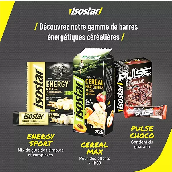 Isostar Cereal Max Energy Barre Énergétique Noisettes Chocolat 3 unités