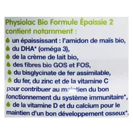 Physiolac Bio Lait 2ème âge Formule Epaissie 800g