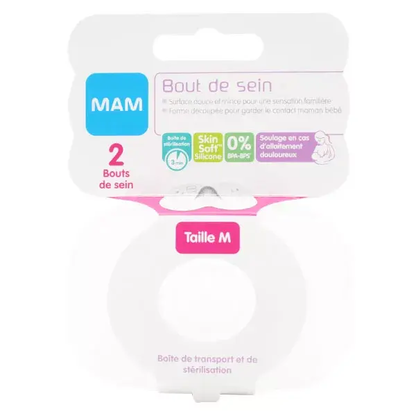 MAM Breastfeeding Silicone Breast Pad Size M Pack of 2 + Sterilization Box