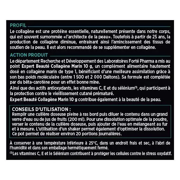 Forté Pharma Expert Beauté Collagène Marin 10g Vitamines C E Sélénium 220g