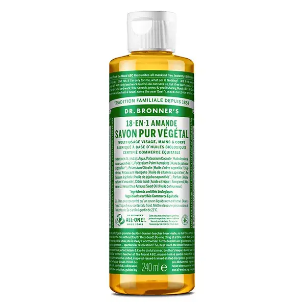 Dr Bronner's Savon Pur Végétal Amande "18 en 1" 240ml