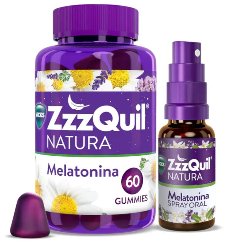 ZzzQuil Natura Melatonin 1mg 60 Gummies + Spray 30 ml