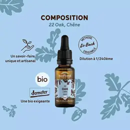 Biofloral Fleur De Bach 22 Oak Chene Compte Gouttes Bio Demeter 20 ml