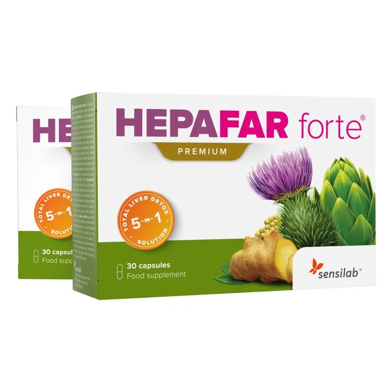 Sensilab Hepafar Forte Premium Integratore Disintossicante per Fegato BIPACCO 30+30 capsule