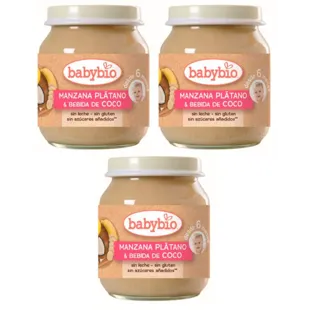 BabyBio Jar Apple, Banana and Coconut +6m 3x130 gr