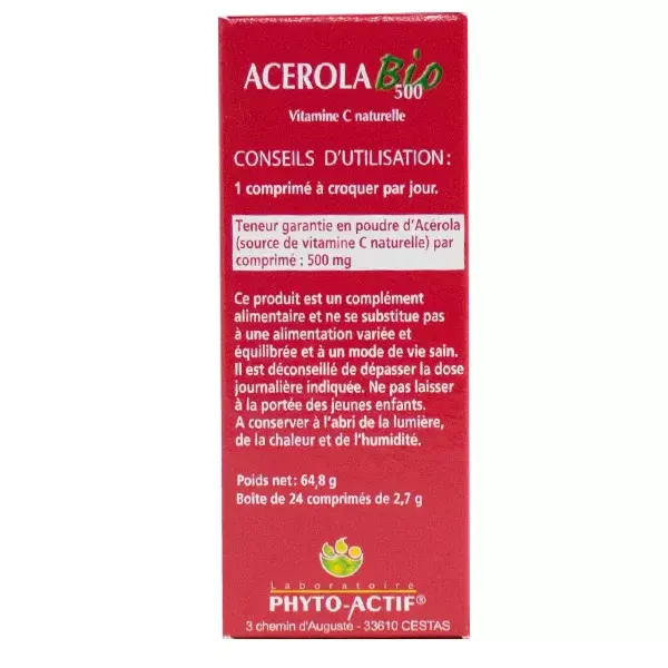 Phyto Organic Active Acerola 500 24 Tablets