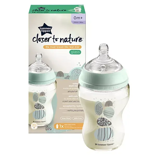 Tommee Tippee Closer To Nature Baby Bottle Decorative Glass Green 250ml