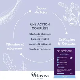 Manhaé Cap Expert - Chute de cheveux - Levure de bière, Kératine - 120 Gélules