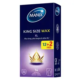 Manix King Size Max Latex Grande Taille XL Pack Promo 12+2 préservatifs