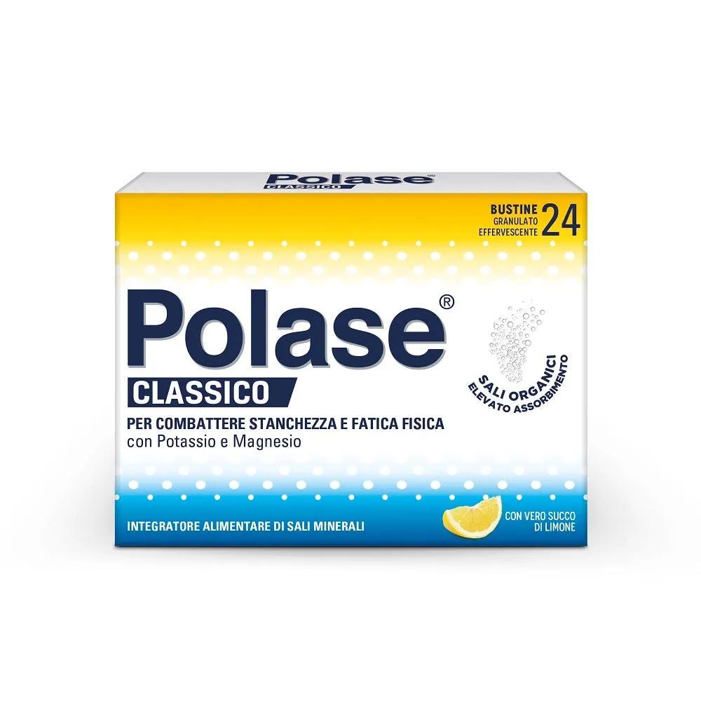 Polase Classico Magnesio e Potassio Integratore Alimentare Sali Minerali Gusto Limone 24 Bustine