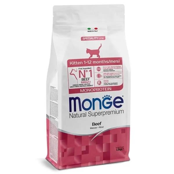 Monge Natural Superpremium Monoprotein Manzo Cibo Secco Per Gattini Sacco 1,5Kg