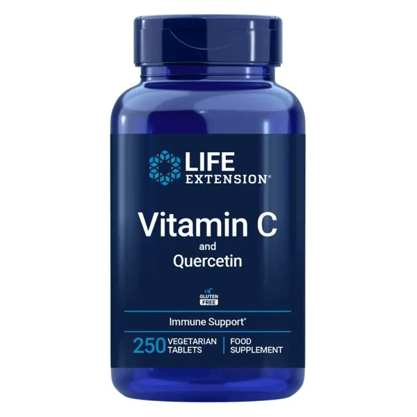 Comprimidos vegetarianos de vitamina C e quercetina Life Extension, 250 ...