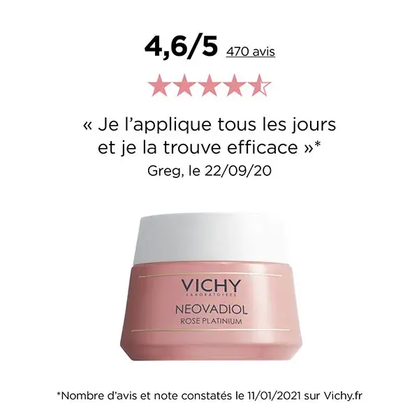 Vichy Coffret Neovadiol Rose Platinium Fortifiant Revitalisant Crème Jour 50ml + Nuit 15ml Offerte