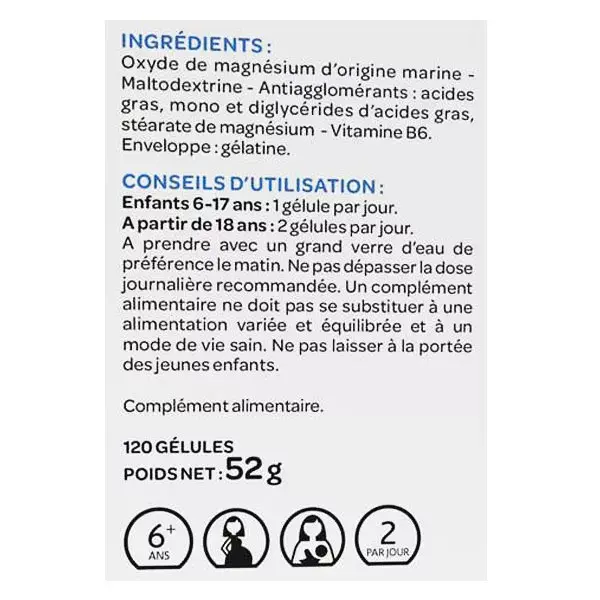 Complément Alimentaire Progress Labs - Magnésium + Potassium + B6, 120 Gélules