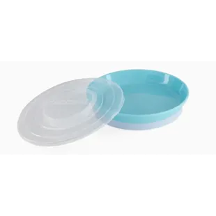 Assiette antidérapante Twistshake avec couvercle bleu pastel + 6 m