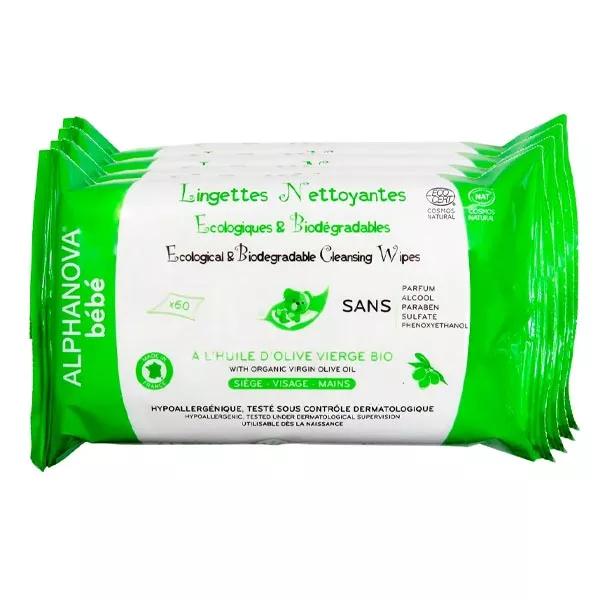 Alphanova Bebé Toallitas Aceite de Oliva Pack 3x60 unidades