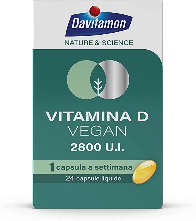 Davitamon Vitamina D Pura Integratore per Sistema Immunitario e Muscolare 24 Capsule Liquide Vegane