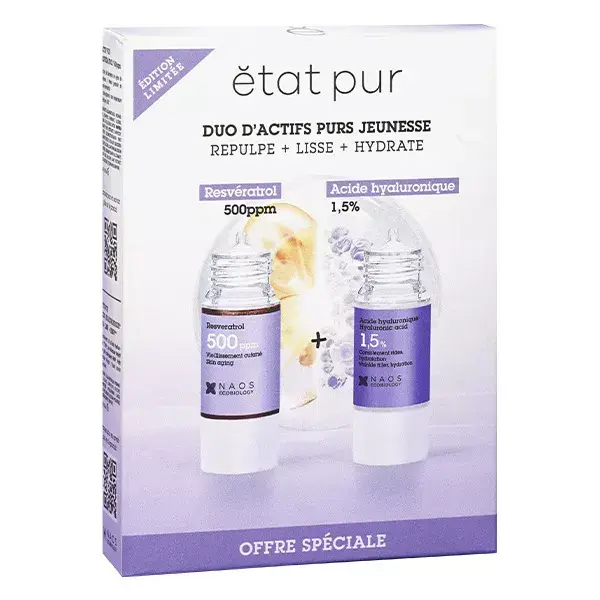 Etat Pur Duo d'Actifs Purs Jeunesse Resvératrol 15ml + Acide Hyaluronique 15ml