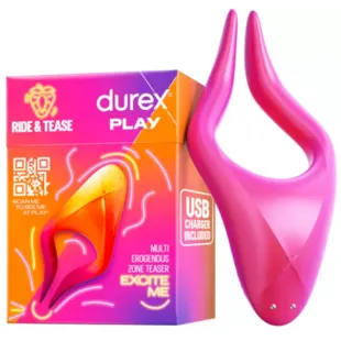 Estimulador muti vibrador Durex RIDE &amp; TEASE para homens e mulheres