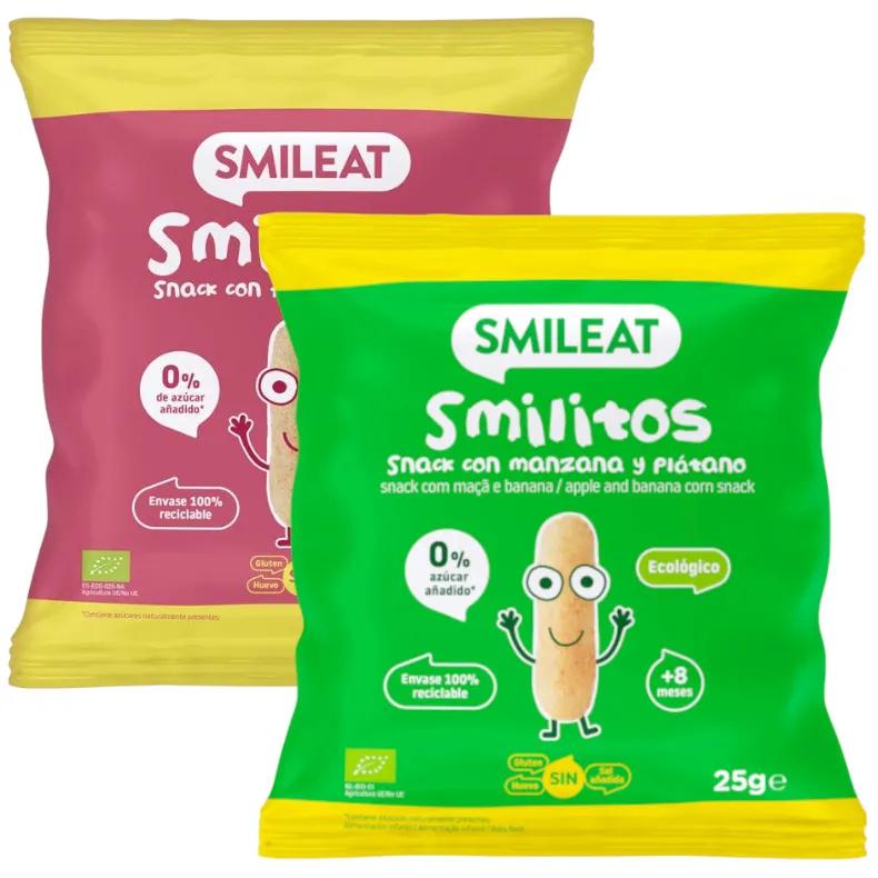 Smileat Smilitos +8m Fraise et Banane ECO 25 gr + Pomme et Banane ECO 25 gr