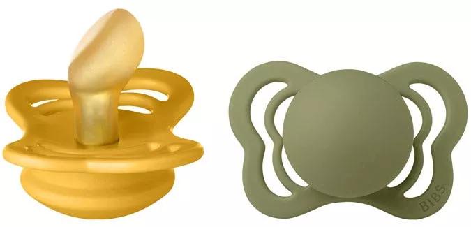 Bibs Chupetes Couture Honey Bee/Olive Látex 0-6m 2 uds