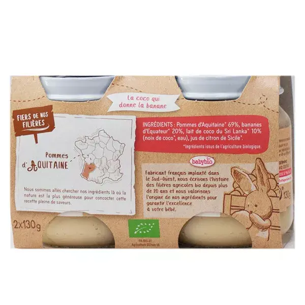 Babybio Mes Fruits Pots Apple Banana Coconut Milk from 6 months 2 x 130g