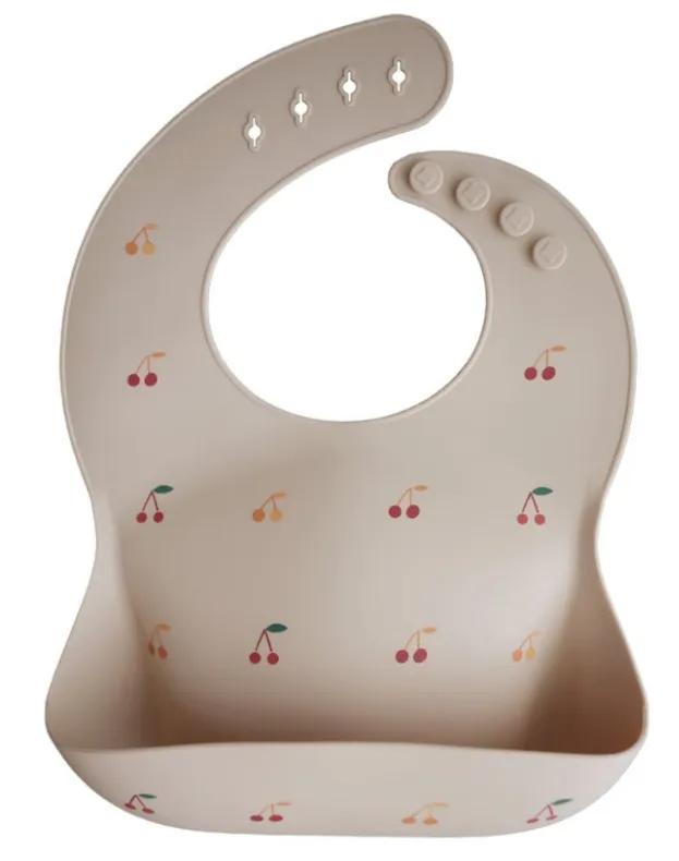 Mushie Silikonlätzchen mit Kirschen-Print