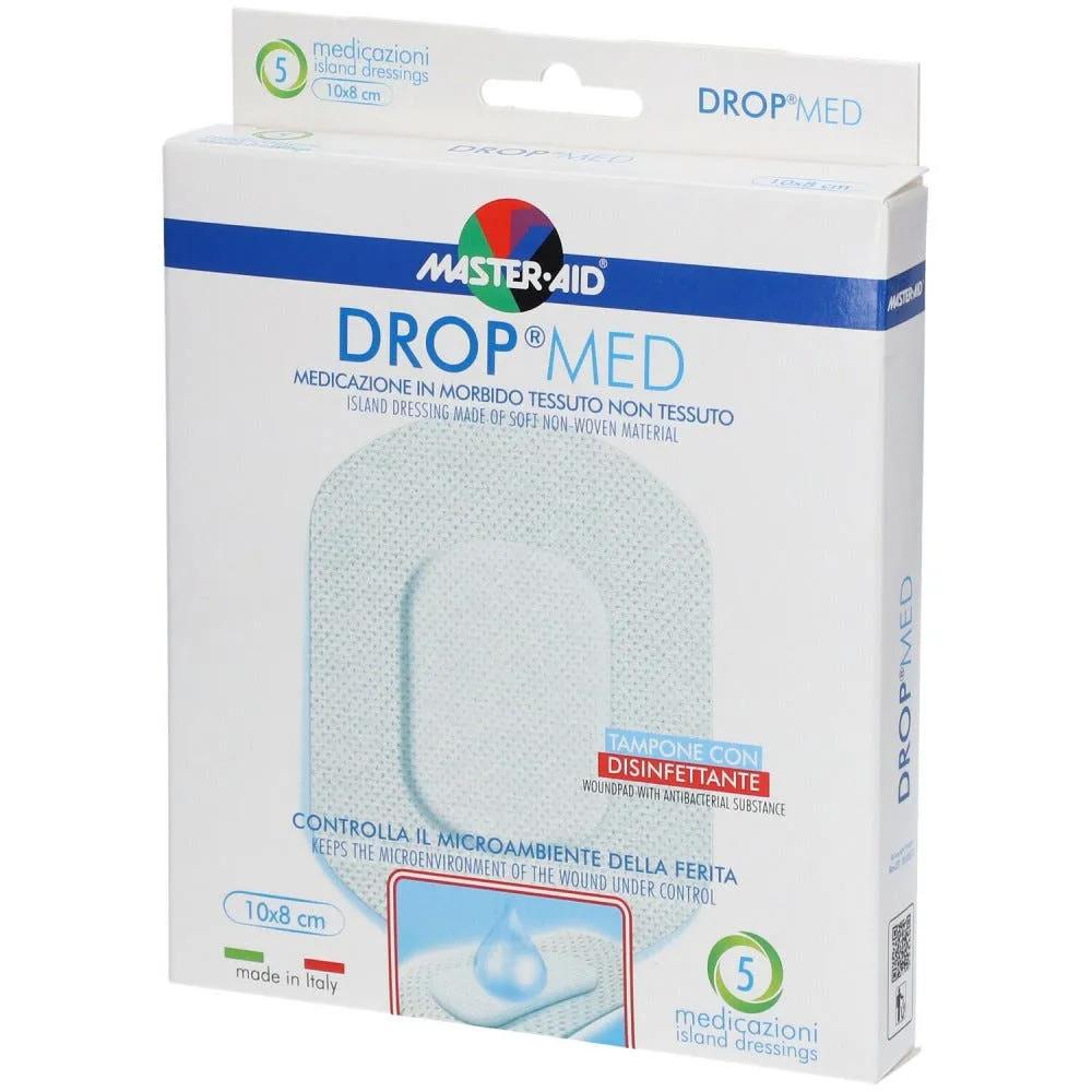 Master-Aid Drop Med Medicazione Traspirante in Tessuto Non Tessuto con Clorexidina 10 x 8 cm 5 Pezzi