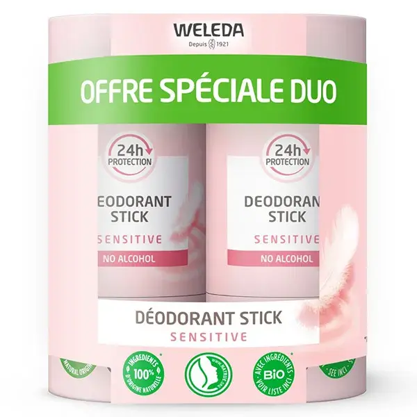 Weleda Déodorant stick stick Sensitive Lot de 2 x 50 g