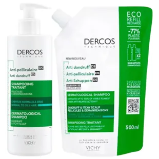 Vichy Dercos Technique Anti-Schuppen-Shampoo für fettiges Haar 390 ml + Nachfüllung 390 ml