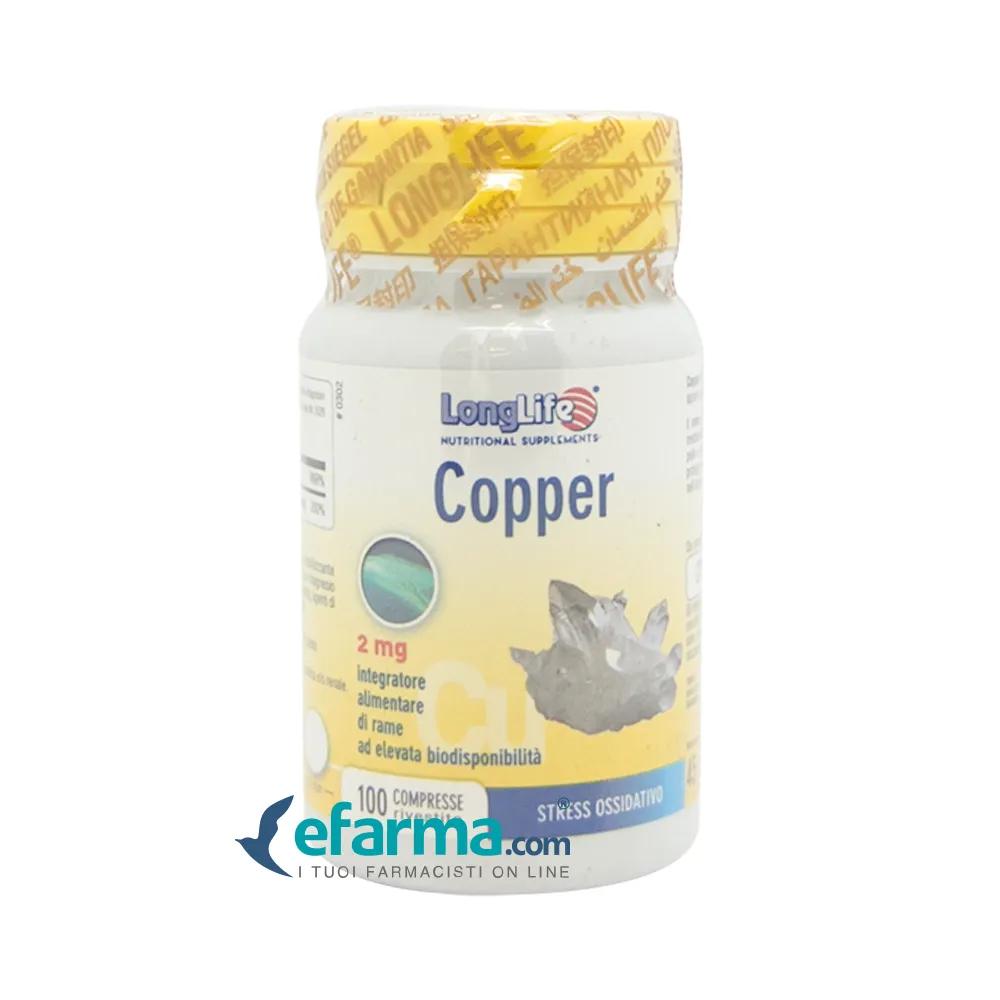 LongLife Copper 2 mg Integratore Rame 100 Compresse