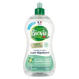 Biovie Vaisselle Mains Super Dégraissant Huile Essentielle de Menthe et Citron Bio 500ml