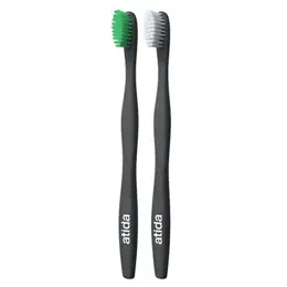 Atida Hygiène Bucco-Dentaire Brosse à Dents Adulte Medium Vert Blanc 2 unités